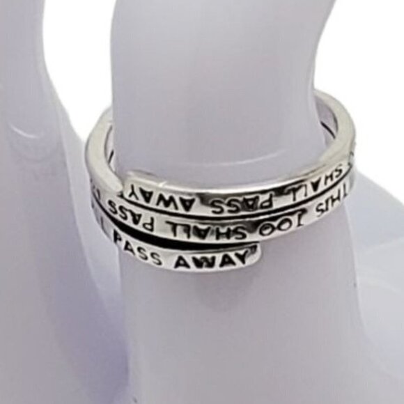 This too Shall Pass Away Ring Adjustable Cuff Ring Silver Recovert - Picture 1 of 3